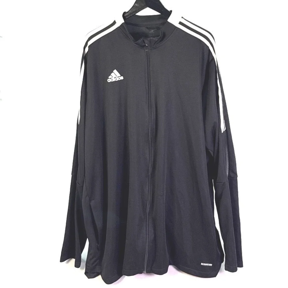 Adidas Mens Primegreen Aeroready Track Jacket Black White 3XLT Big and Tall Zip